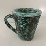Large vintage turquoise ceramic pot from the 60s. Perfect condition. Dimensions: 20 cm high x 17 l.