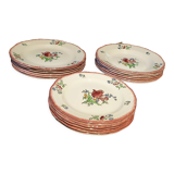 Faience plates of gien floral decoration