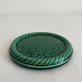 Vintage green woven ceramic bottle coaster