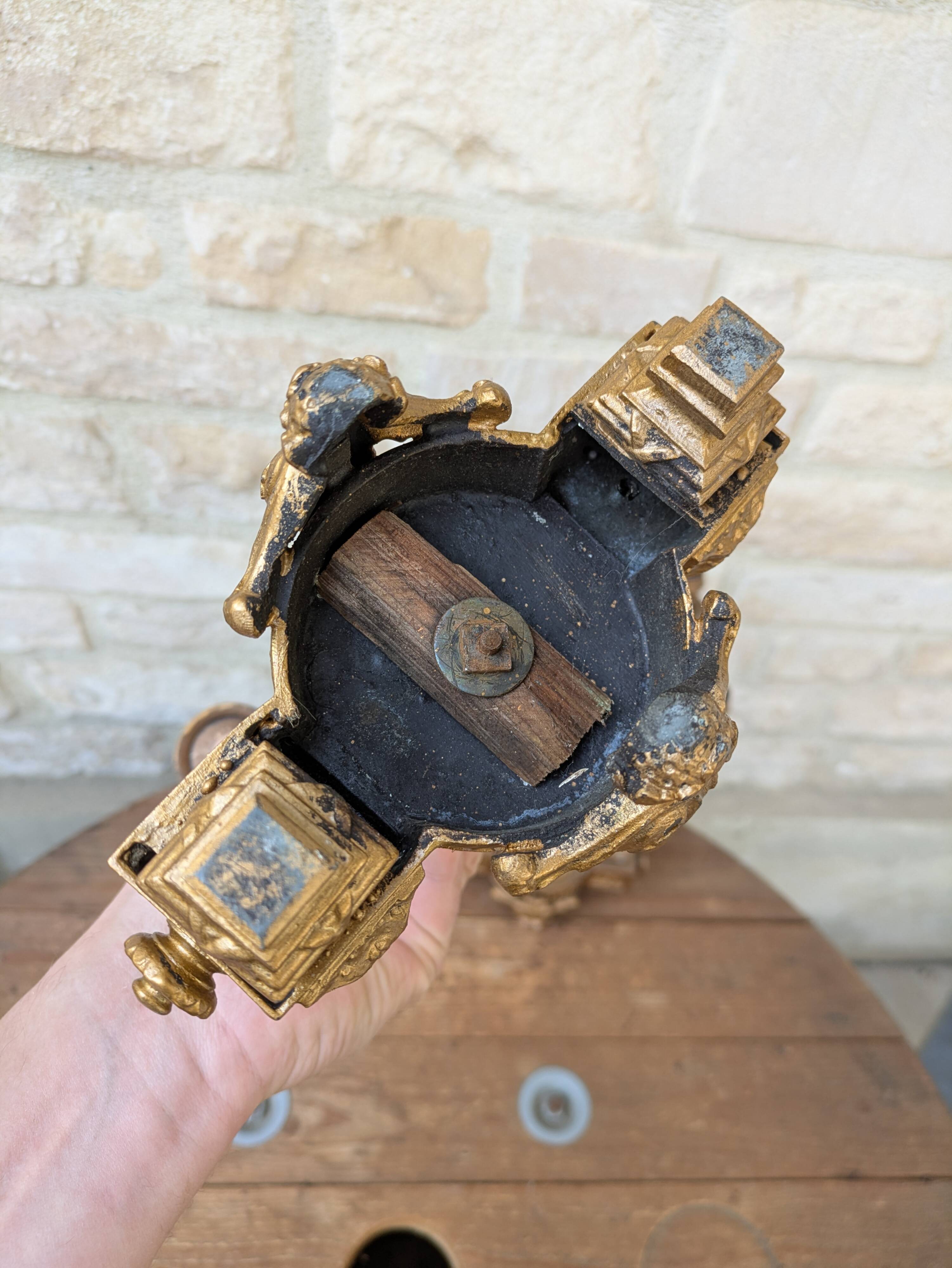 Pair of metal candelabra candle holders with 5 branches, 41cm