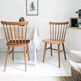 Lot de 2 chaises vintage Mid-Century à barreaux en bois design danois rétro