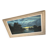 Old signed painting landscape oil on canvas