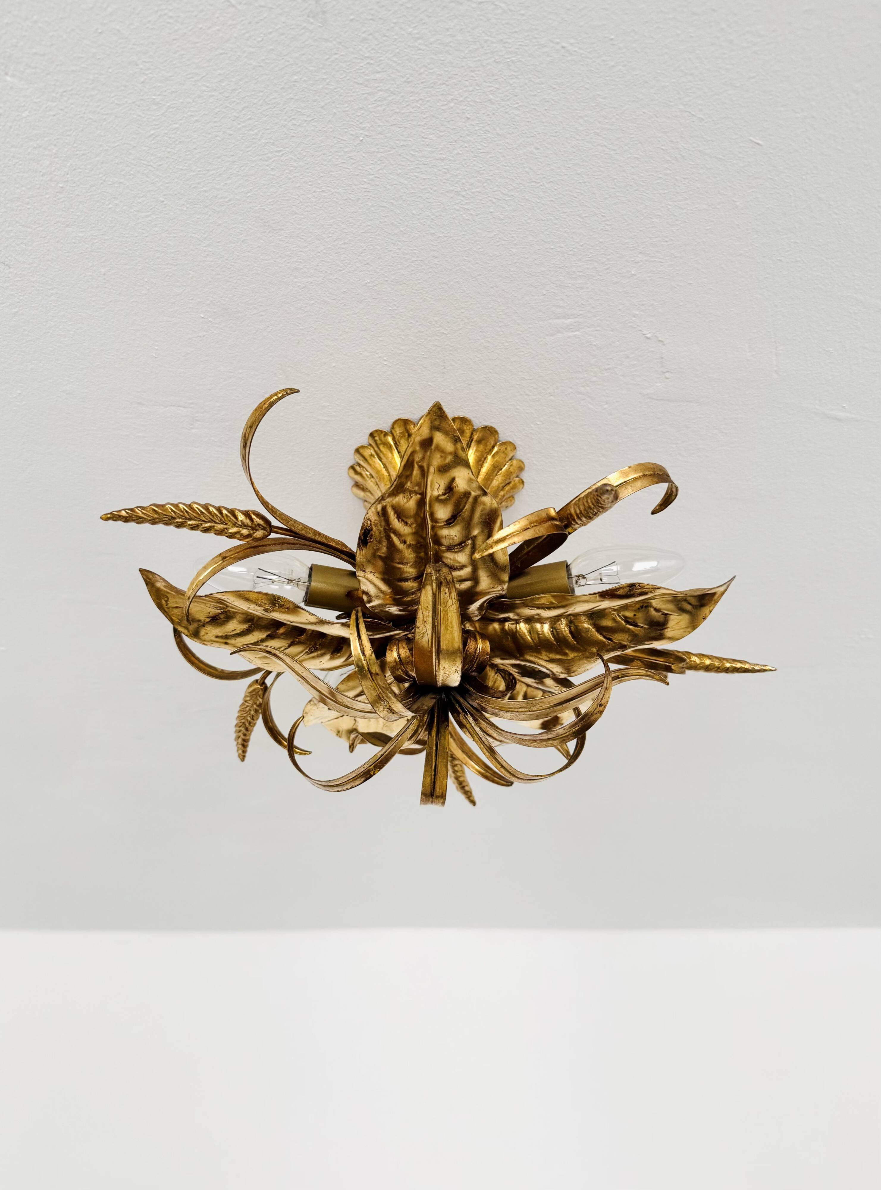 Golden Italian Hollywood Regency Chandelier by Hans Kögl