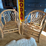 Pair of rattan armchairs