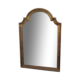 Mirror gold wood gendarme hat patinated 65 cm x 44.5 cm