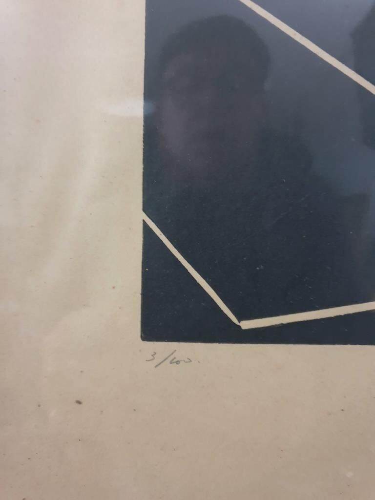 Vintage art deco tennis linocut