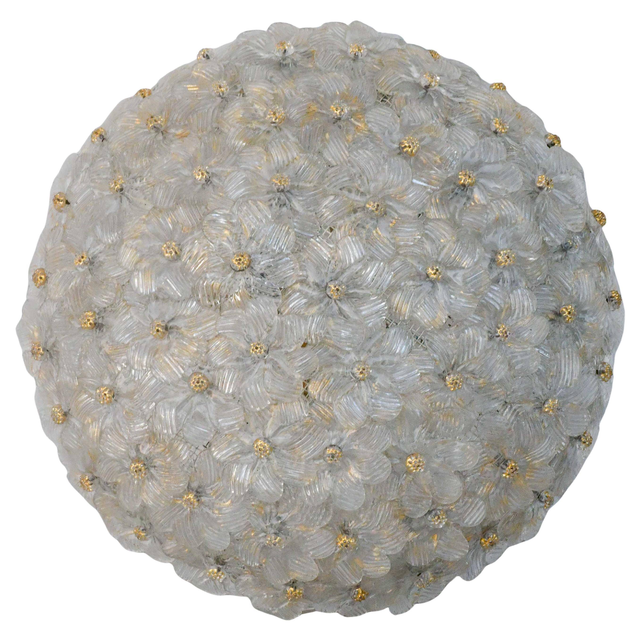 Plafonnier en verre de Murano en forme de fleur par Seguso pour Venini, Italie, années 1960