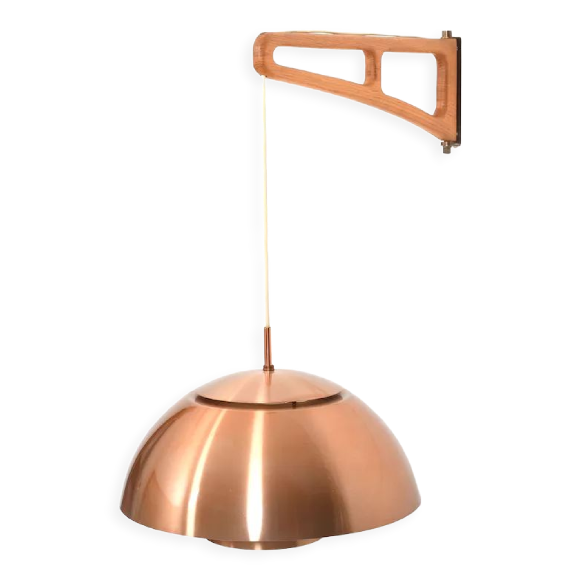 Danish oak and copper wall lamp 1960s