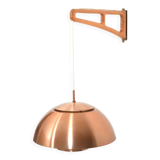 Danish oak and copper wall lamp 1960s