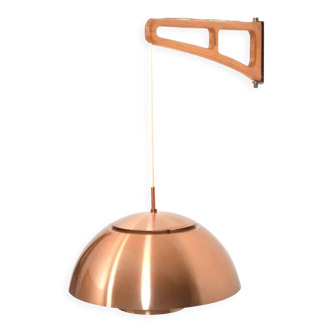 Danish oak and copper wall lamp 1960s