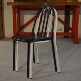 Paire de chaises blanche et noir par Mallet Stevens