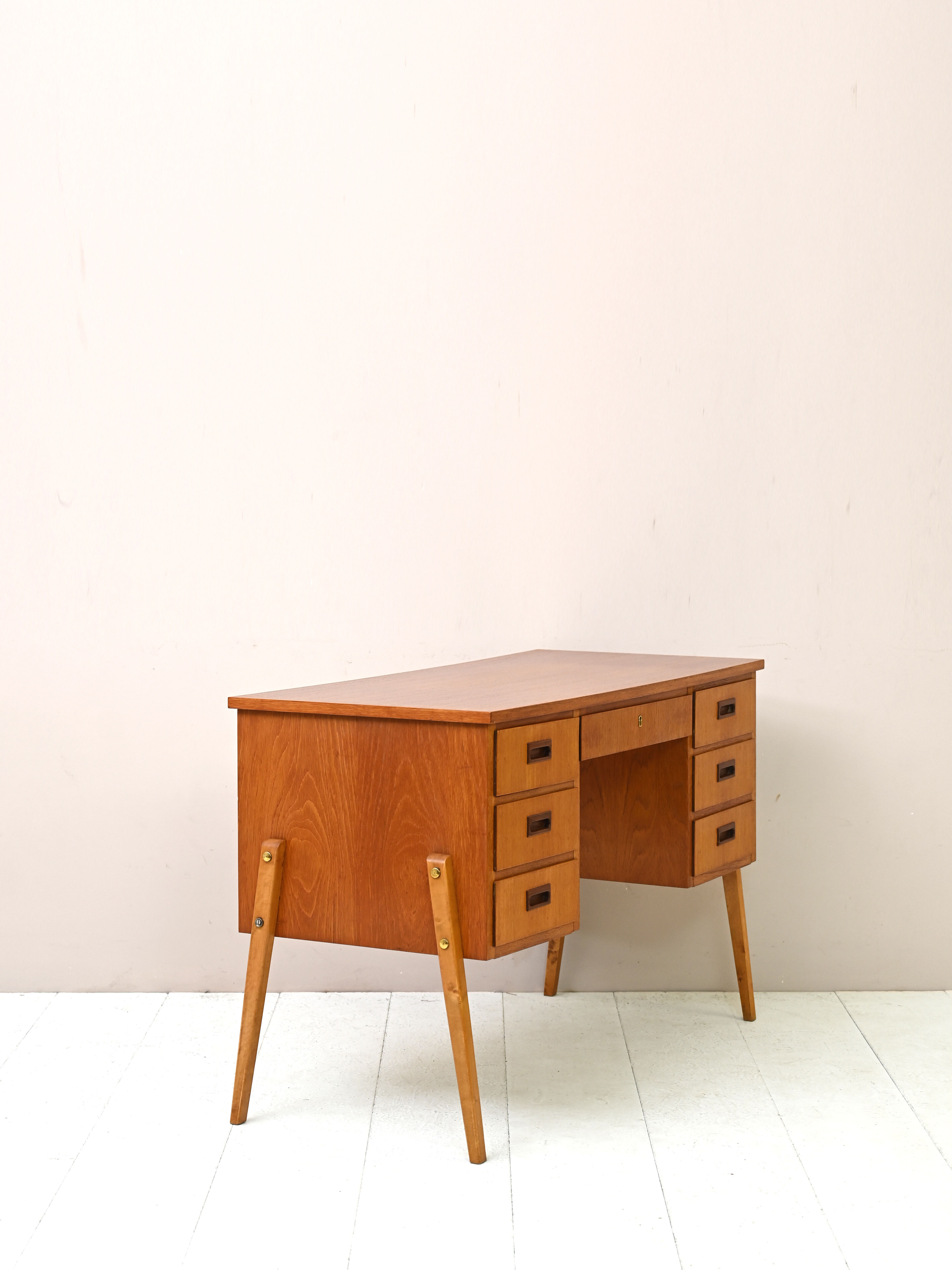 Scandinavian modern antique desk with drawers