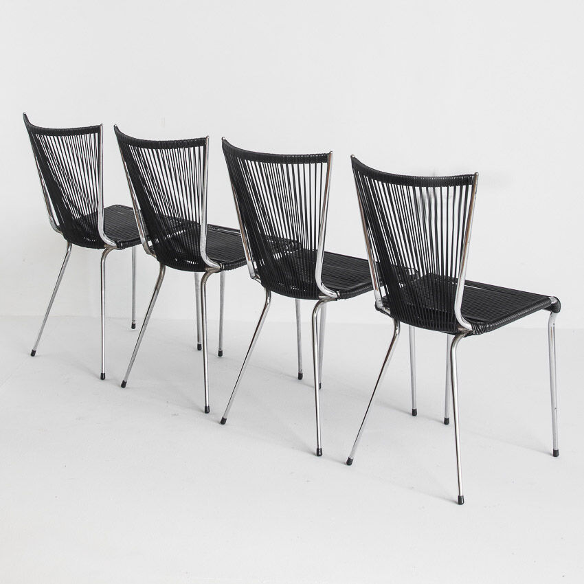 Set of 4 chairs "scoubidou", France, 1960s