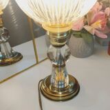 Authentique lampe calice art déco à poser - 1930/40 - verre et laiton