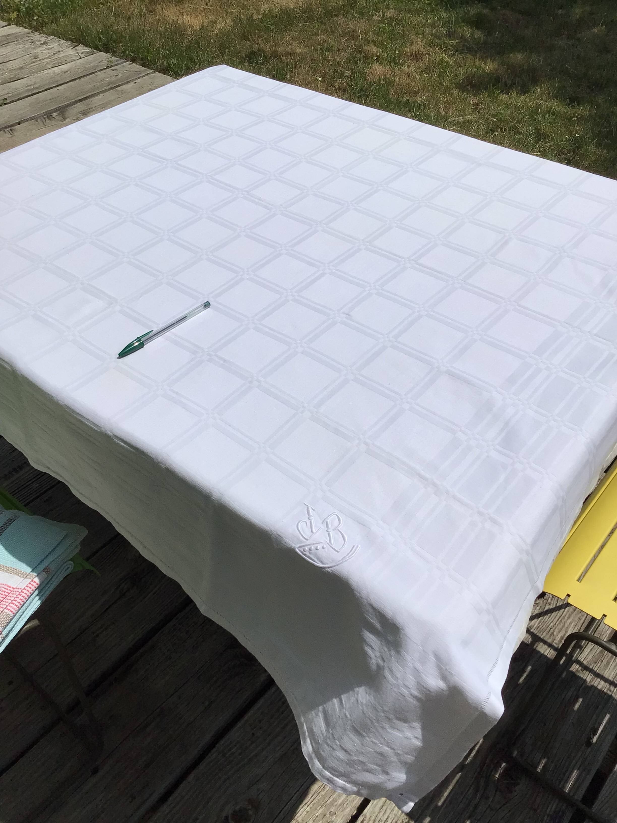 Embroidered square tablecloth JB damask cotton squares