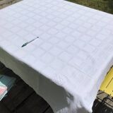 Square tablecloth embroidered JB cotton damask squares