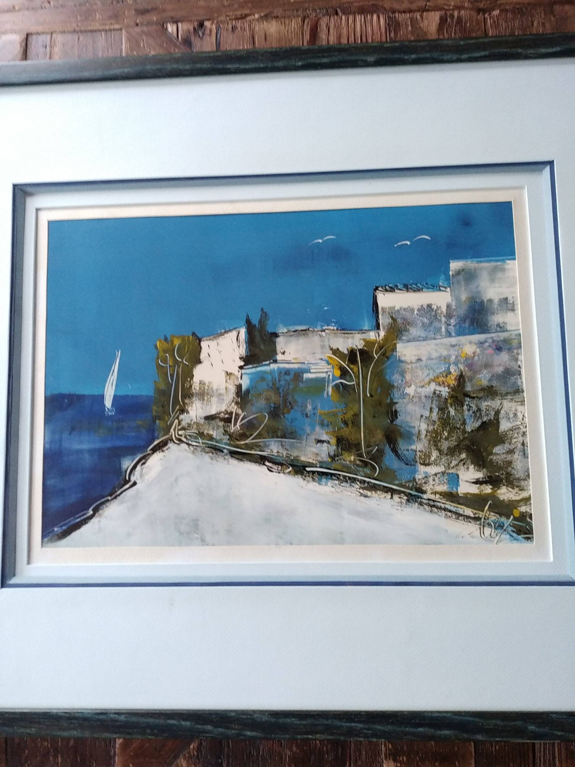 Oil painting . mediterranean landscape. sign .
