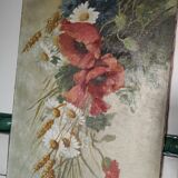 Oil painting on canvas "Country spray with poppies" 1910 signed