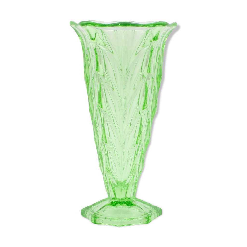 Vase Antique Moser En Verre Doré Et Rouge – Cabochon – 11 Pouces – Tchèque
