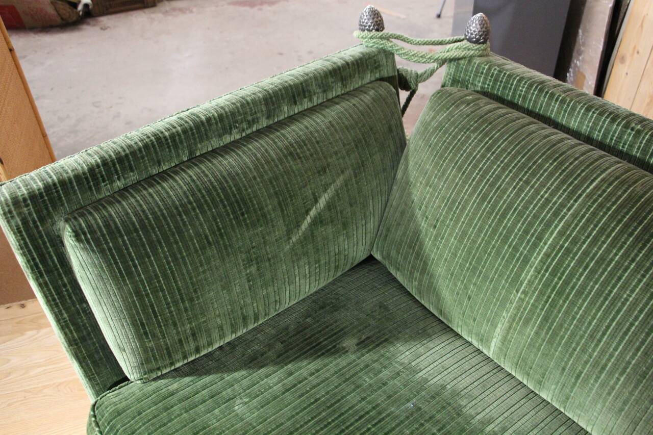 Large Green Velvet Sofa from Maison Jansen