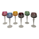 Set of 6 colored crystal stemmed glasses