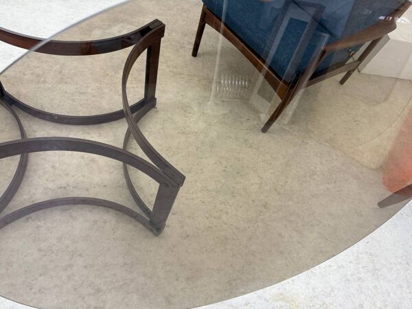 Ancienne table basse en palissandre et plateau de verre design Ingmar Relling pour Westnofa vintag annees 70