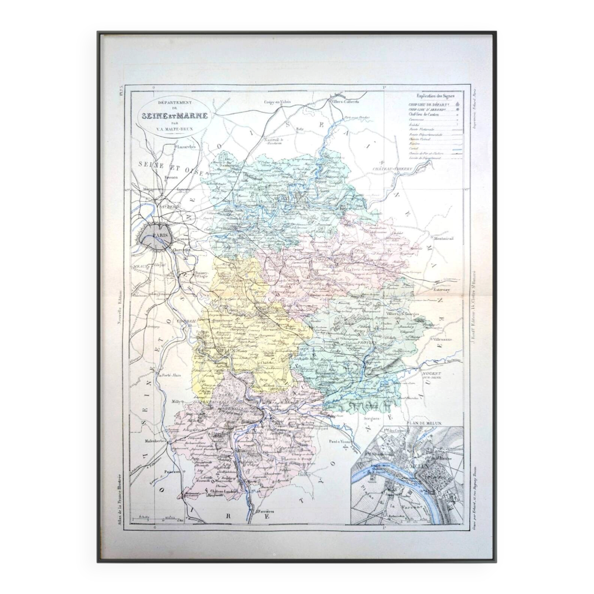 Map of Seine-et-Marne, printed in 1883.