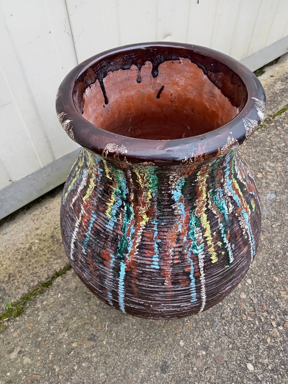 Old vintage ceramic flower pot