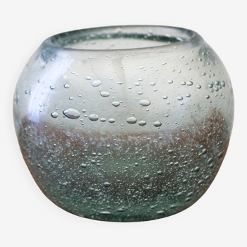 Vase boule en verre bullé