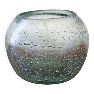 Vase boule en verre bullé