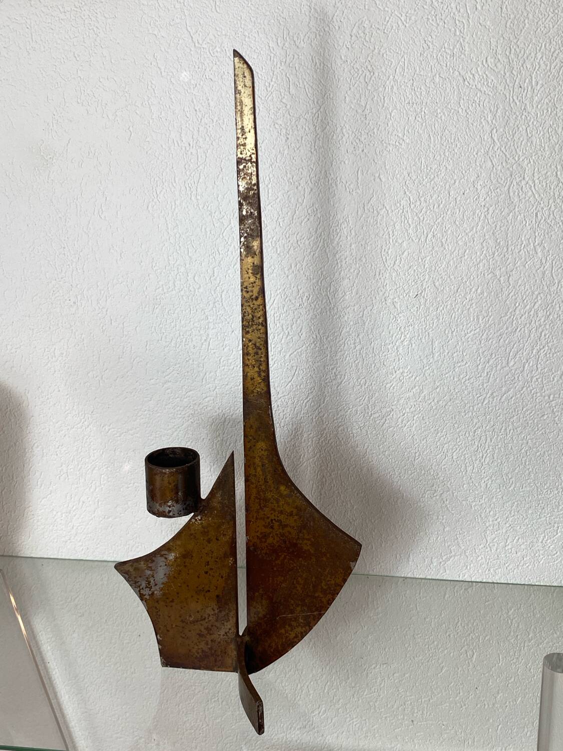 Large brutalist wrought iron chandelier, 1970s