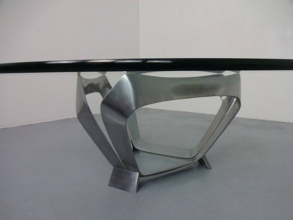 Glass coffee table by Knut Hesterberg for Ronald Schmitt, 1960s.