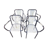 4 fauteuils chaises Seducta acier perforé années 50 par  René Malaval
