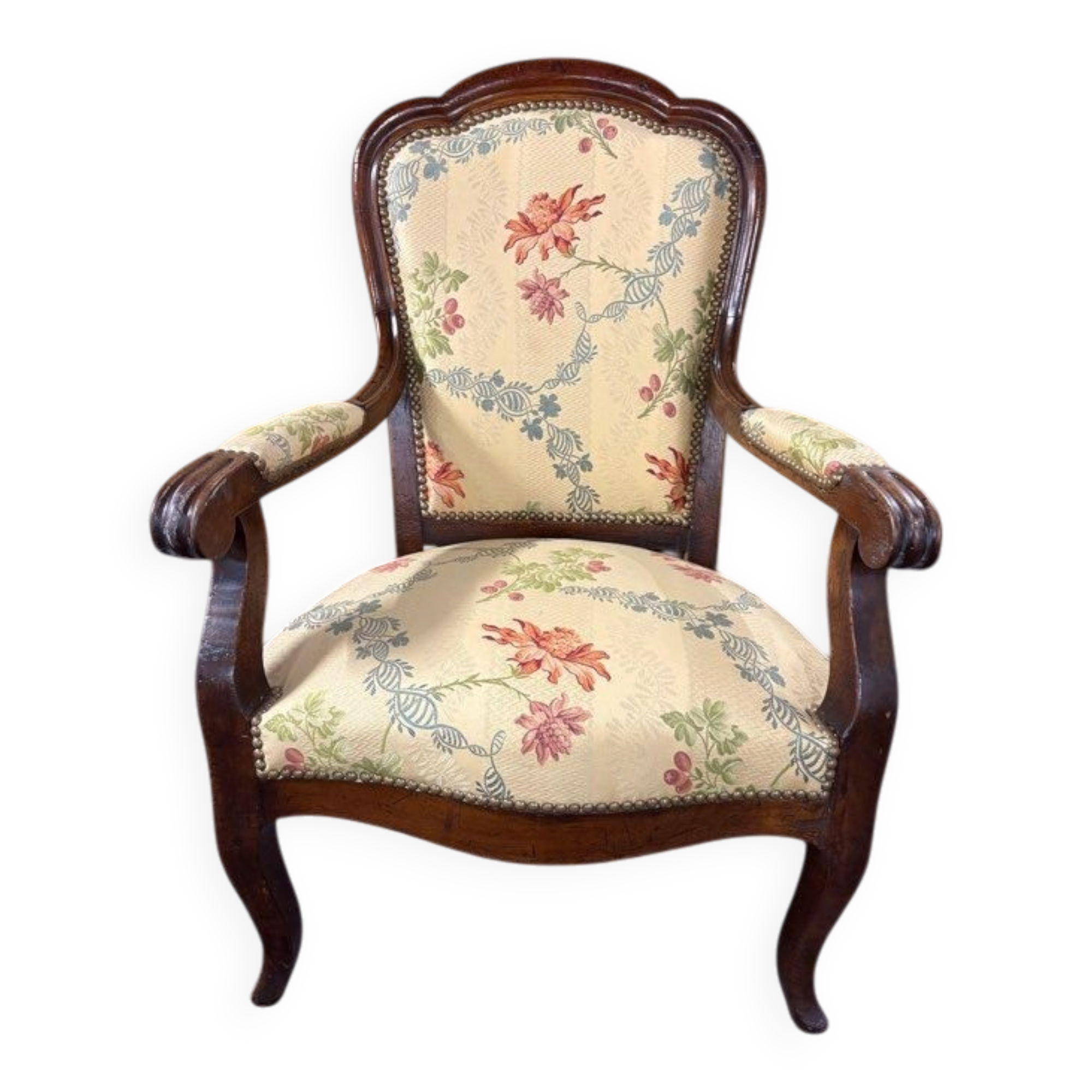 Antique Louis-Philippe style armchair in solid wood
