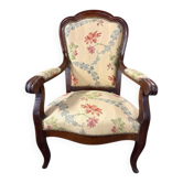 Fauteuil ancien style Louis-Philippe en bois massif
