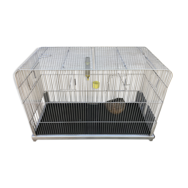 Ancienne cage a oiseaux métal gris