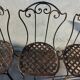 Série de 4 chaises de jardin en fer forgé