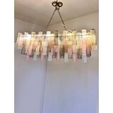 Contemporary Huge Rectangular "Tronchi" Murano Glass Burnished Chandelier