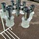 Vintage ceiling light in chrome-plated and cut glass, Targetti 1970 chandelier