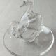 Old crystal ring, swan couple décor, Lalique