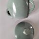 Covered sugar bowl in celadon ceramic – modernist lines
