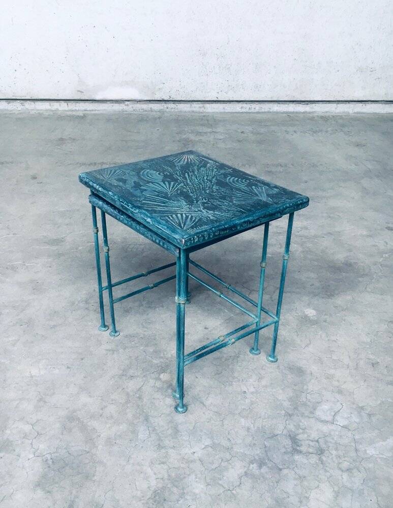 Postmodern Handmade Nesting Table Set by J. Berdou, France, 1980s, Set of 2