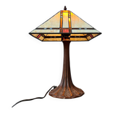 Lampe de table Tiffany colorée en vitrail, style Art déco
