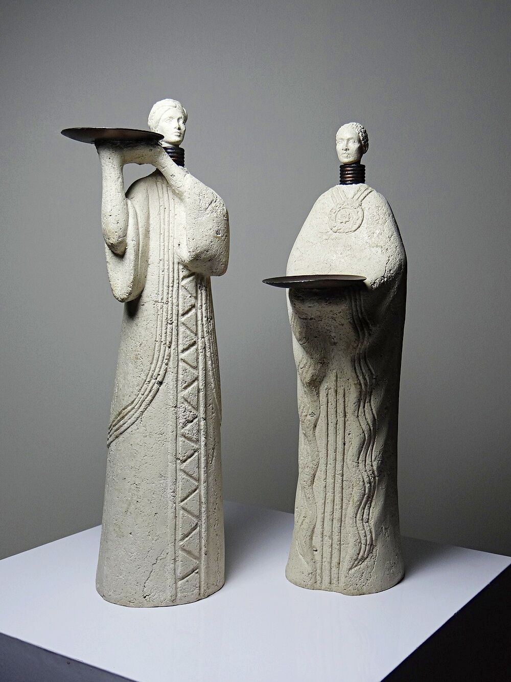 Pair of candlesticks "Akwe Priestesses" contemporary African Holländer style