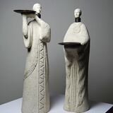 Pair of candlesticks "Akwe Priestesses" contemporary African Holländer style