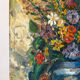 Still life, bouquet, oil with a knife on panel, signed.