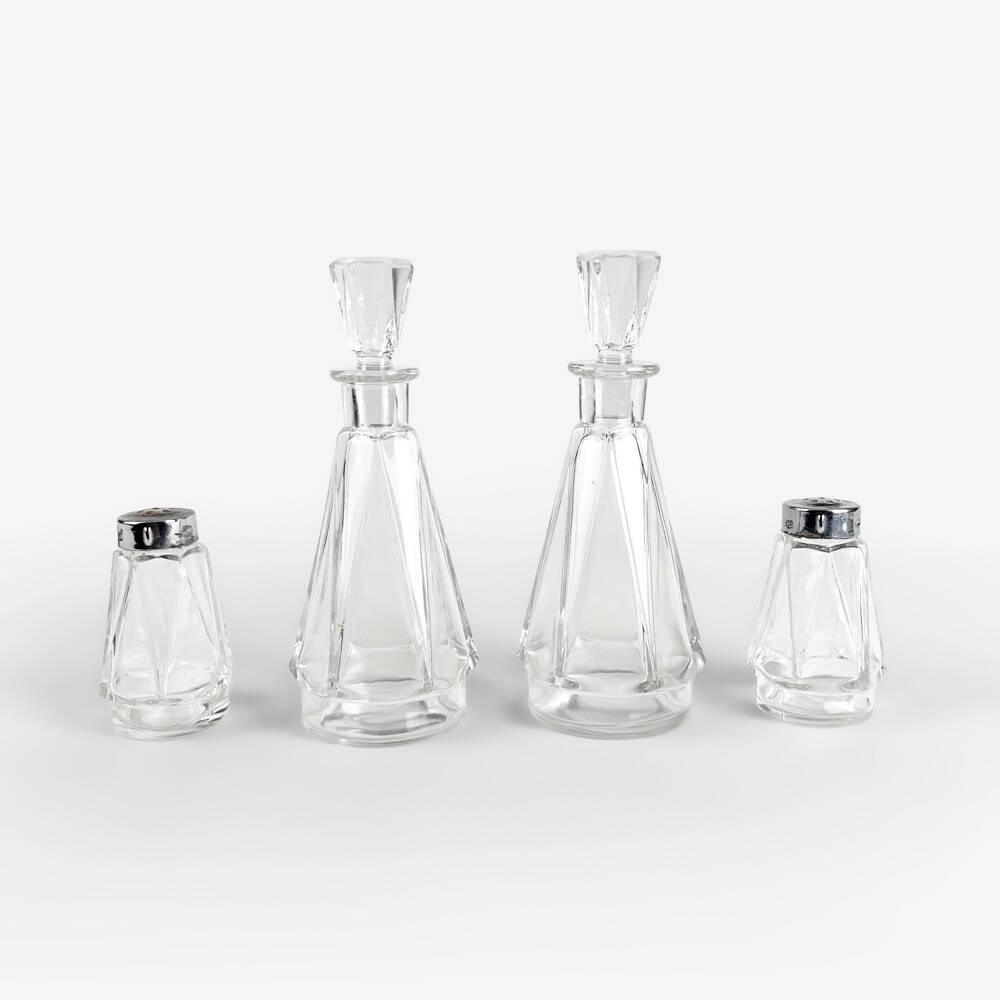 Art Deco chrome and bakelite glass vinegar cruet