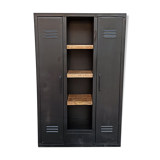Black metal cabinet 2 doors and shelves