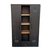 Armoire métallique noire 2 portes et étagères