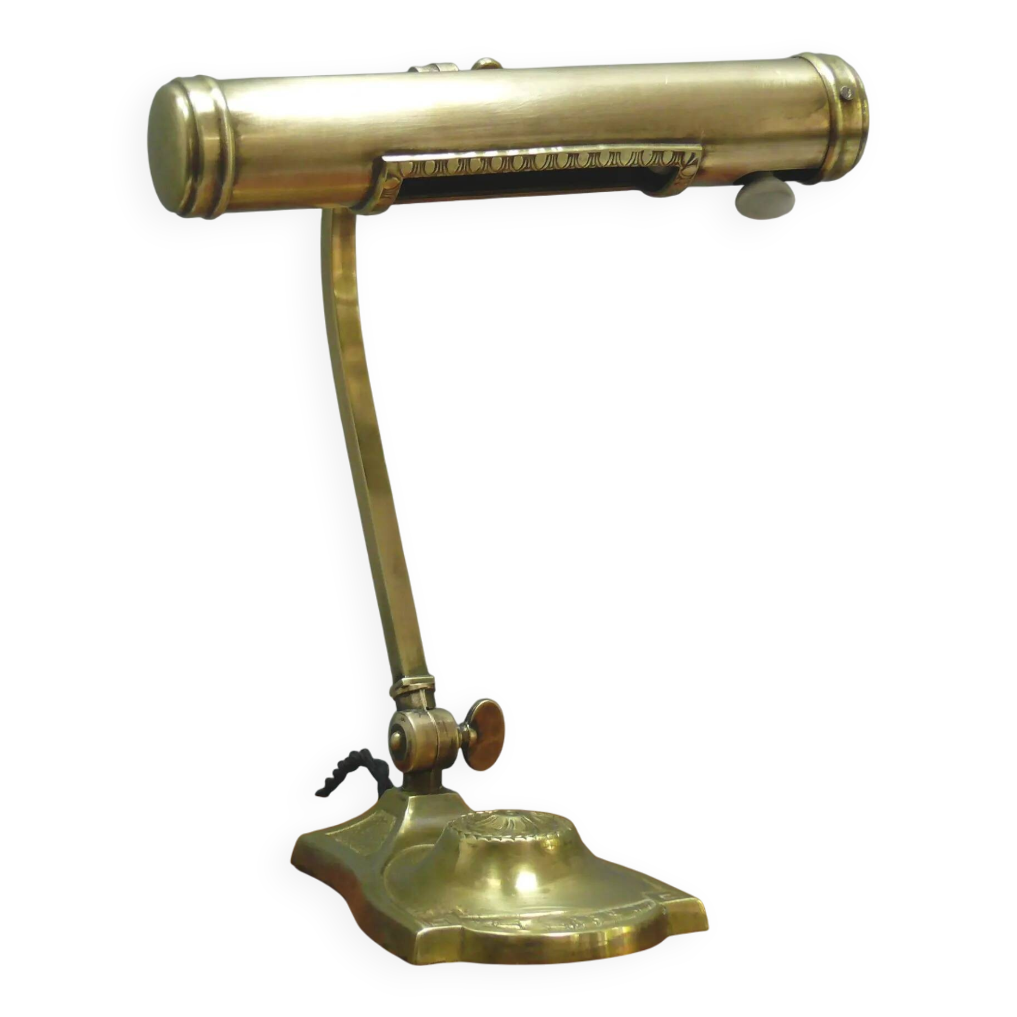 Art Deco brass piano lamp with rotary switch socket